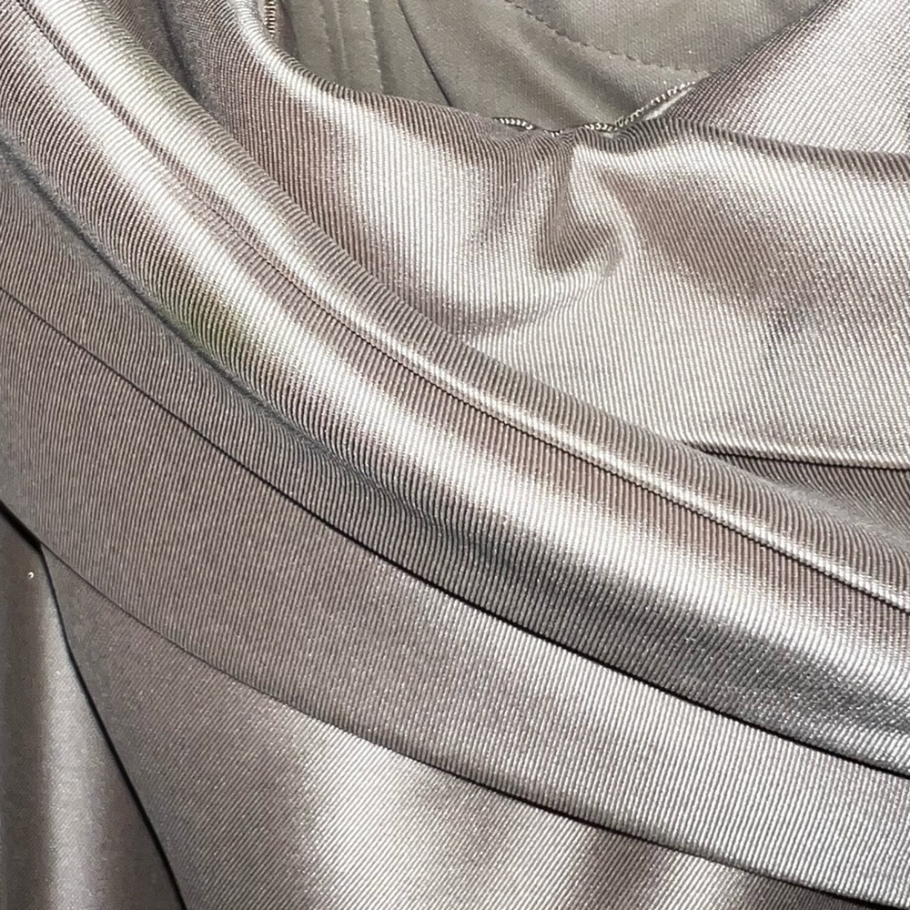 Terani Couture Shimmering Silver cream Satin